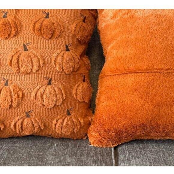 Pumpkin Pillow Covers Decorative Throw Cases Halloween Holiday Fall Decor 16x16 - Picture 6 of 10